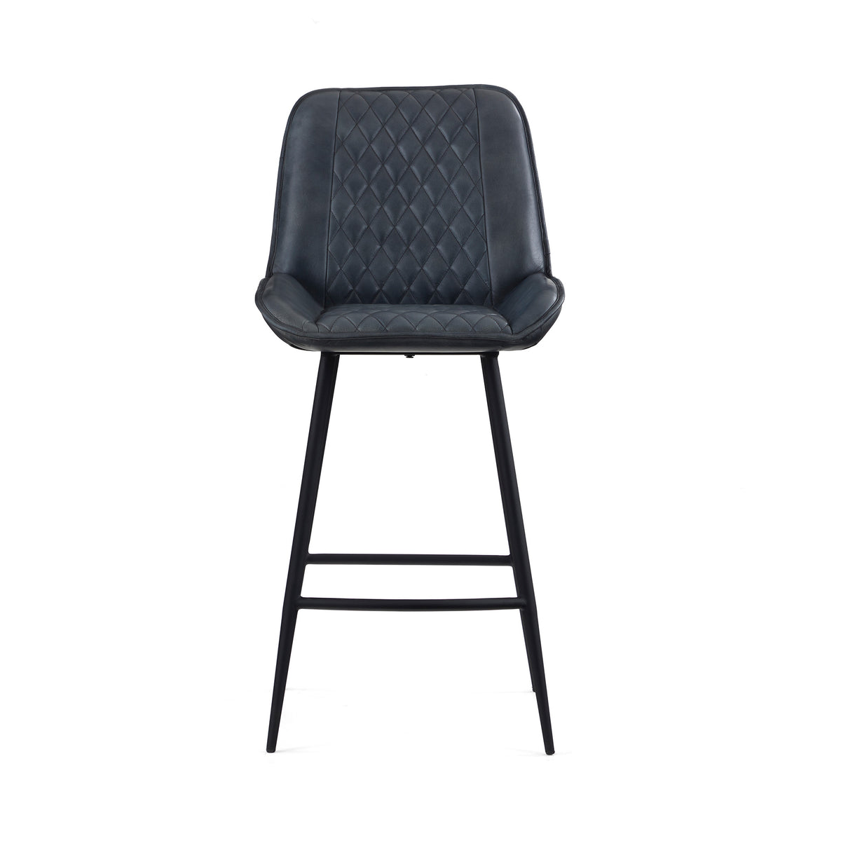 Rex Grey Quilted Leather Breakfast Bar Stool  front view