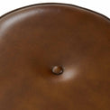 Loka Vintage Brown Leather Round Bar Stool with central button