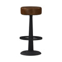 Kimon Brown Leather Round Stool from Roseland Furniture