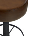 Kimon Brown Leather Round Stool with Foam Padded Seat 