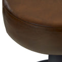 Kimon Brown Leather Round Stool Close up