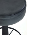 Kimon Grey Leather Round Stool foam padded seat
