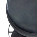 Kimon Grey Leather Round Stool close up