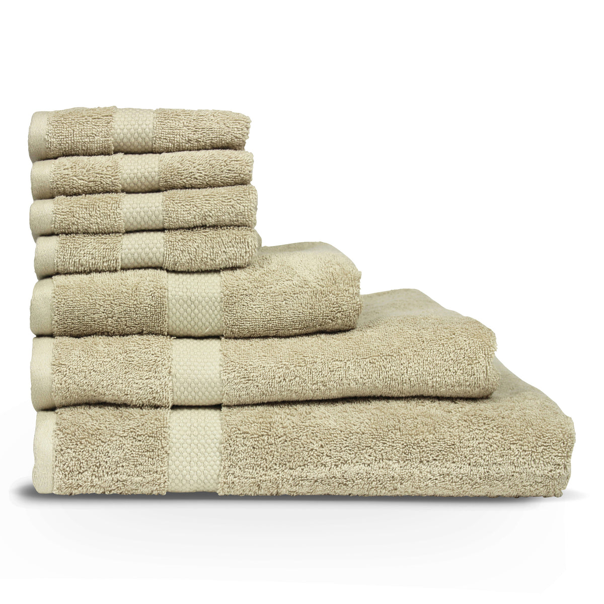 Loft 7pc Oatmeal Cotton Face / Hand / Bath / Sheet Towel Set