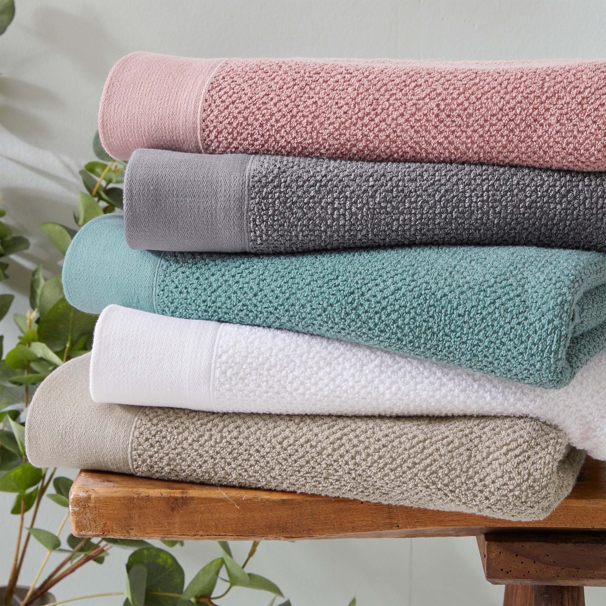 Pink and green bath towels sales