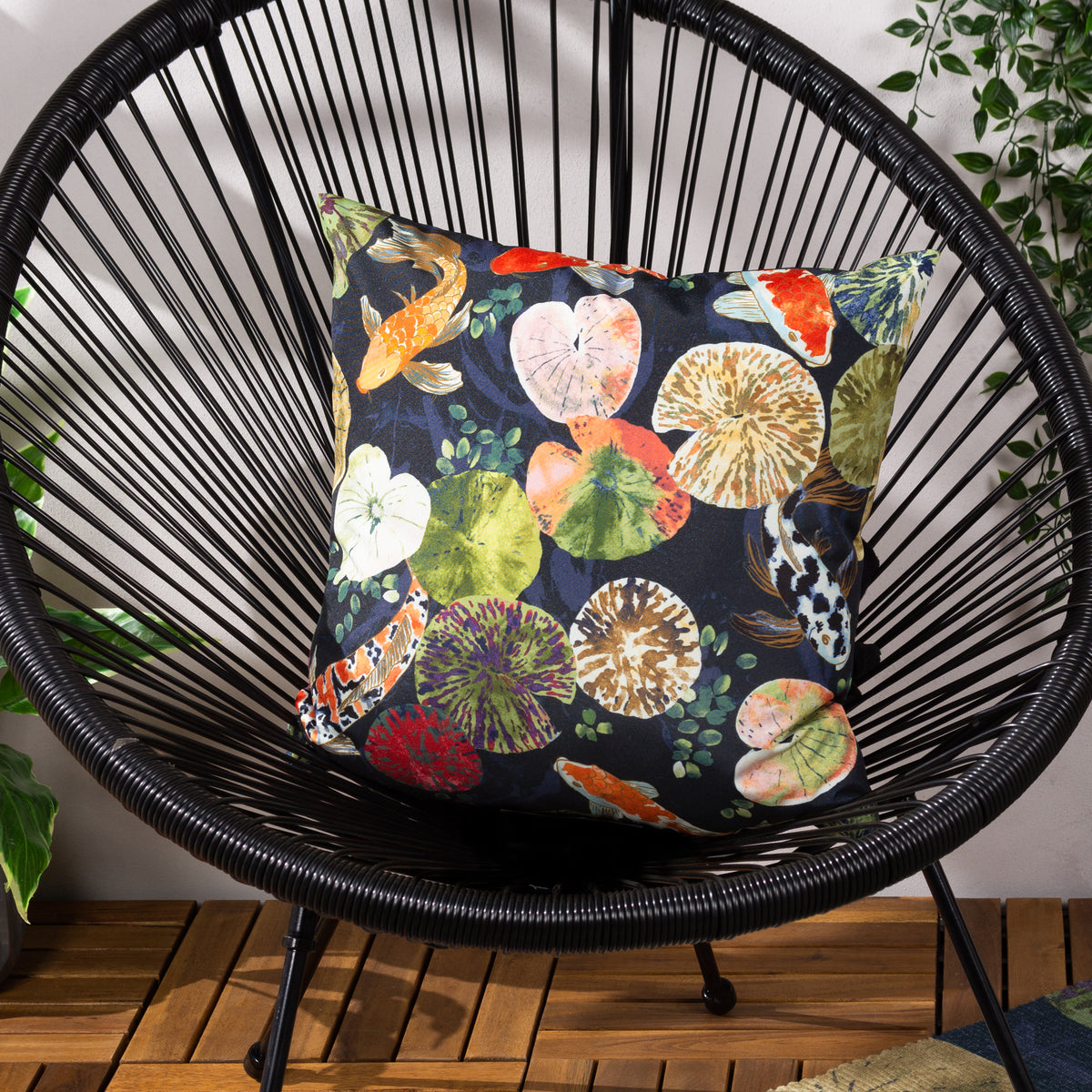 Koi Pond 43cm Reversible Outdoor Polyester Cushion