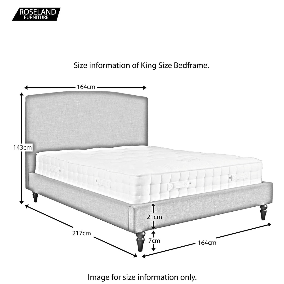 Liberty King Size Bed Frame - Size Guide