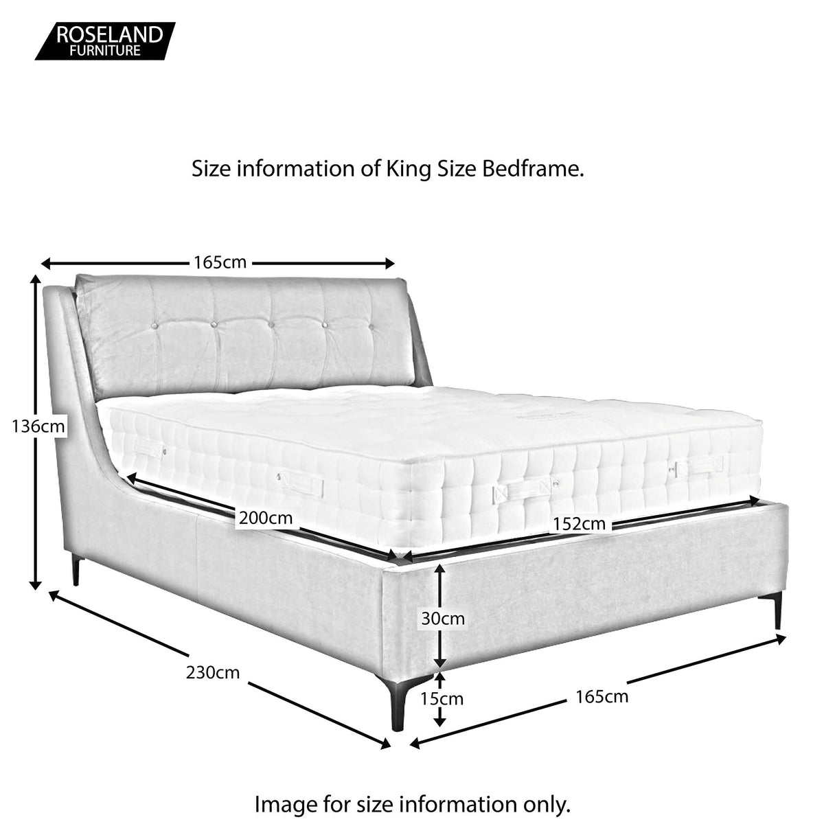 Oliver King Size Bed - Size Guide