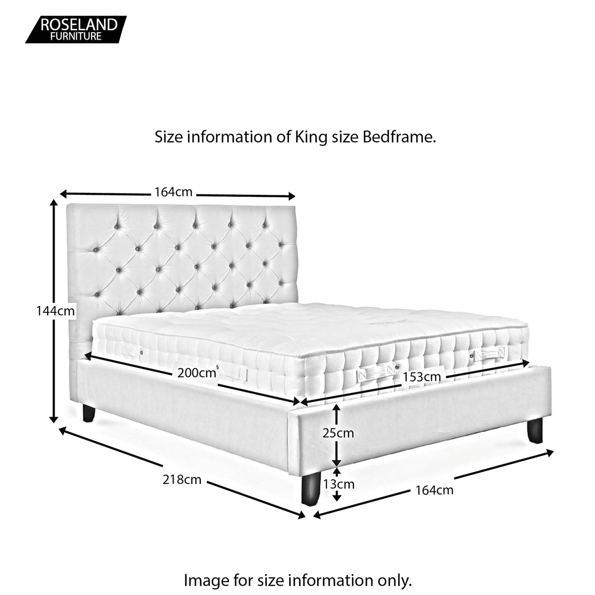 Finley King Size Bed Frame - Size Guide