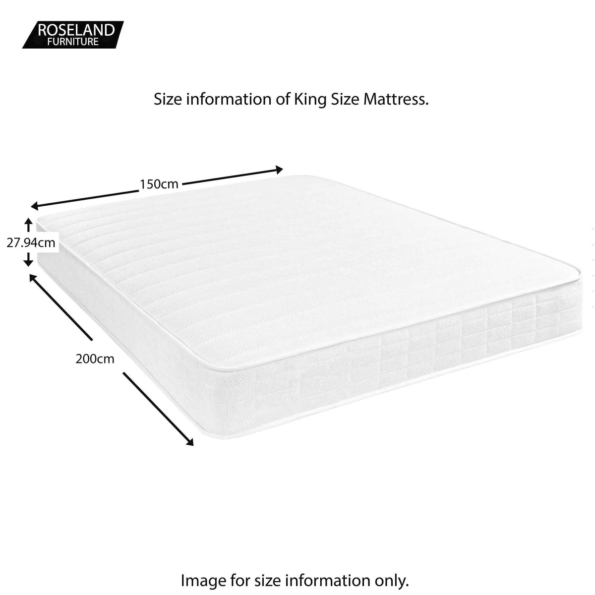 Roseland Sleep Sicily - King Size,  Size Guide