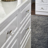 Kinsley White Gloss 6 Drawer Chest from Roseland closeup crystal
