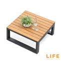 LIFE Soho Chaise Lounge Set with Teak Coffee Table