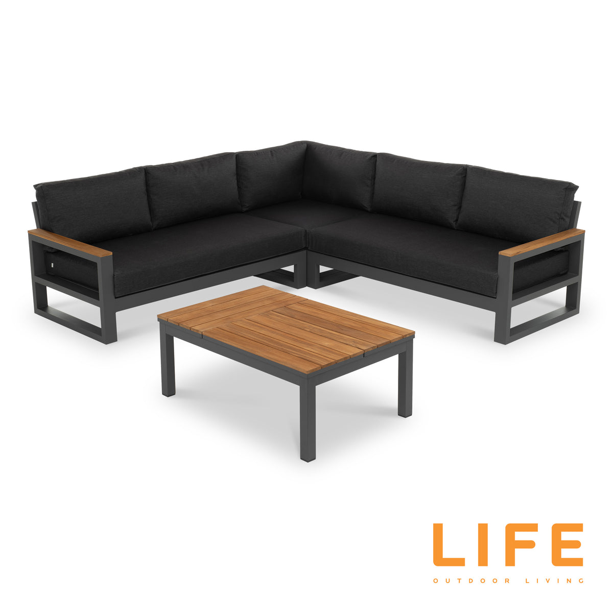 LIFE Soho Corner Lounge with Teak Lift Coffee Table