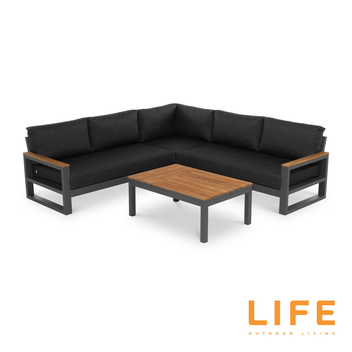 LIFE Soho Corner Lounge with Teak Lift Coffee Table
