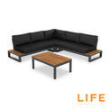 LIFE Soho Corner Lounge with Teak Coffee Table and Side Tables