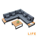LIFE Soho Corner Sofa Set with Teak Coffee & Side Tables from Roseland Home Furniture