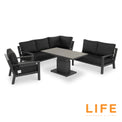 LIFE Timber Deluxe Corner Set with Ceramic Adjustable Table
