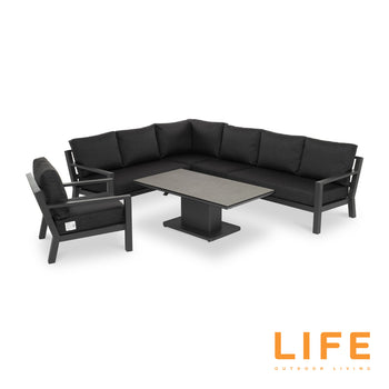 LIFE Timber Deluxe Corner Set with Ceramic Adjustable Table