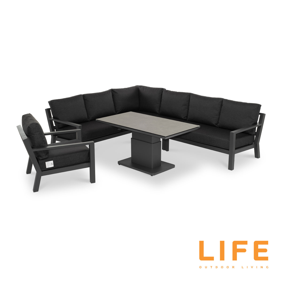 LIFE Timber Deluxe Corner Set with Ceramic Adjustable Table