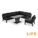 LIFE Timber Deluxe Corner Set with Ceramic Adjustable Table