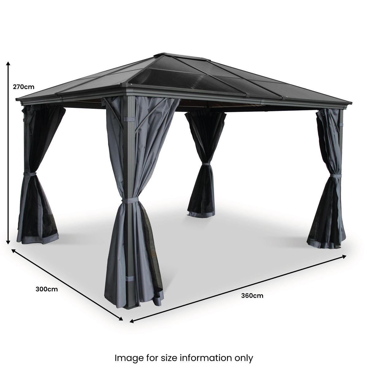 Lugano Grey Premium Gazebo 3x3.6m dimensions