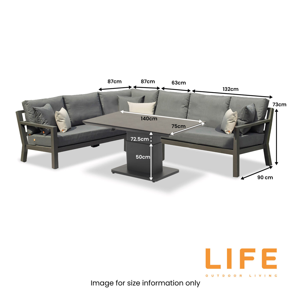 LIFE Timber Corner Set with Height Adjustable Table