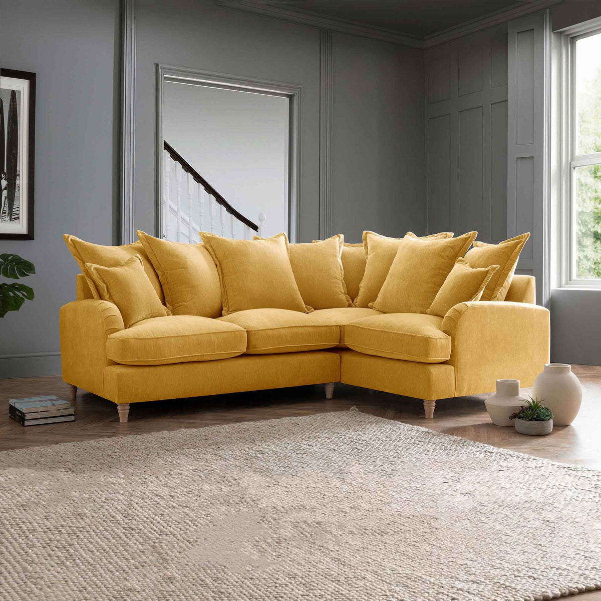 Rupert Gold 2 Corner 1 Right Hand Sofa Couch for living room