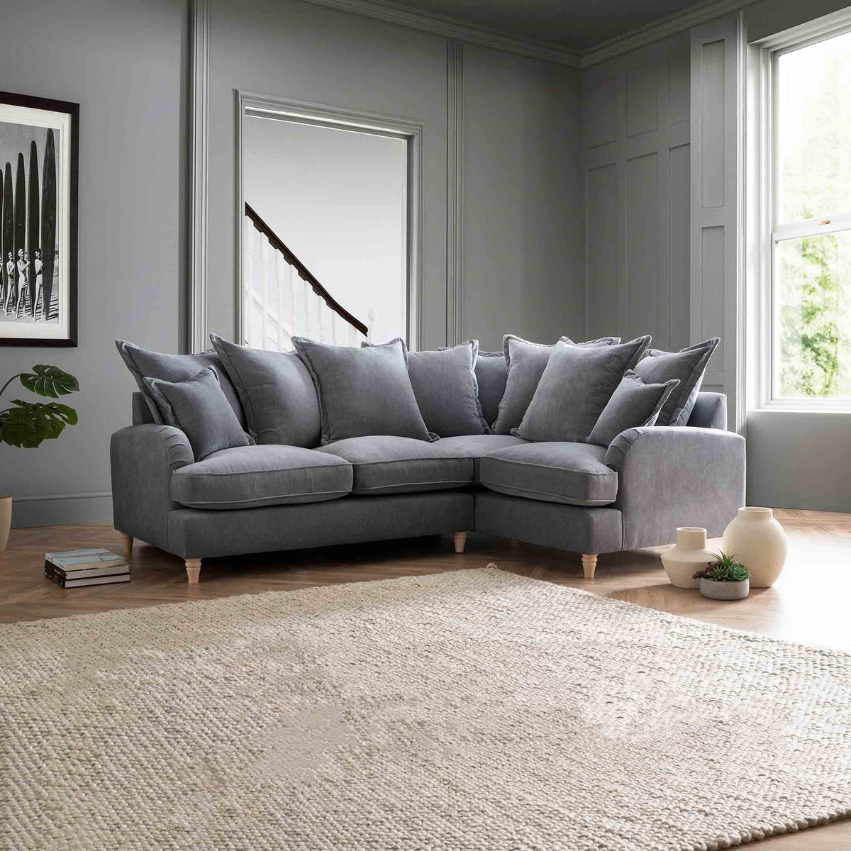 Rupert Charcoal Grey 2 Corner 1 Right Hand Sofa Couch for living room