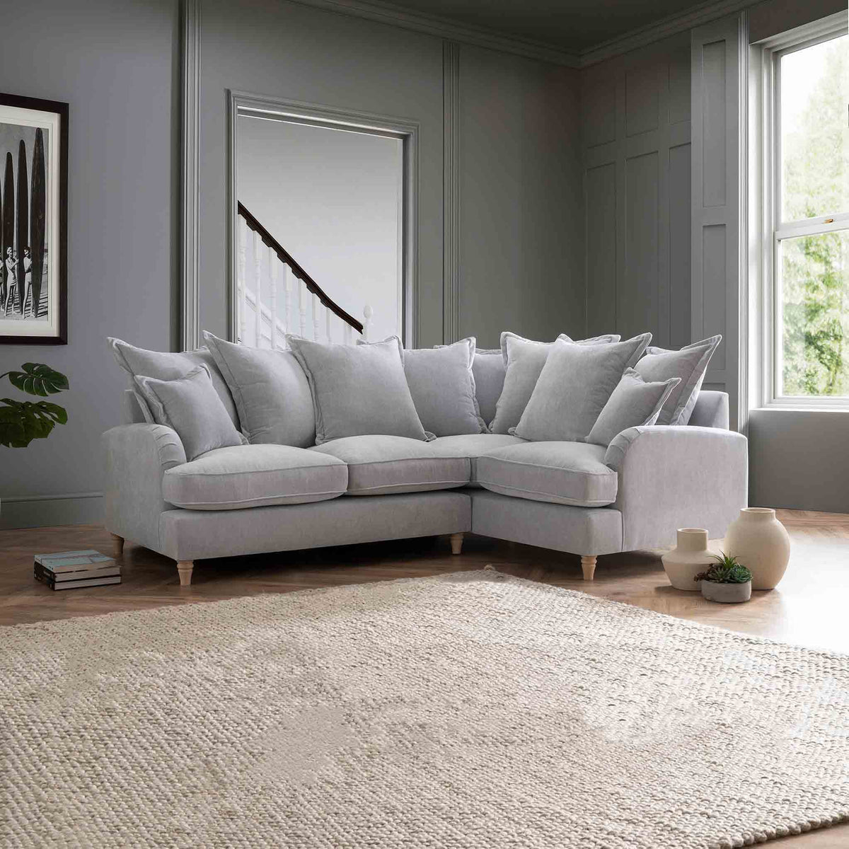 Rupert Ice  Grey 2 Corner 1 Right Hand Sofa Couch for living room