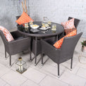 Malaga 4 Seat Deluxe Stacking 110cm Rattan Dining Set