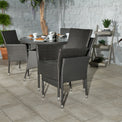 Malaga 4 Seat Deluxe Stacking 110cm Rattan Dining Set lifestyle stacked chairs
