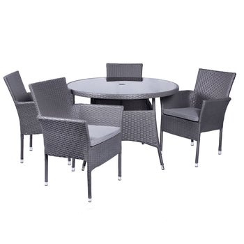 Malaga 4 Seat Deluxe Stacking 110cm Rattan Dining Set