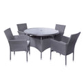 Malaga Grey 4 Seat Deluxe Stacking 110cm Garden Rattan Dining Set