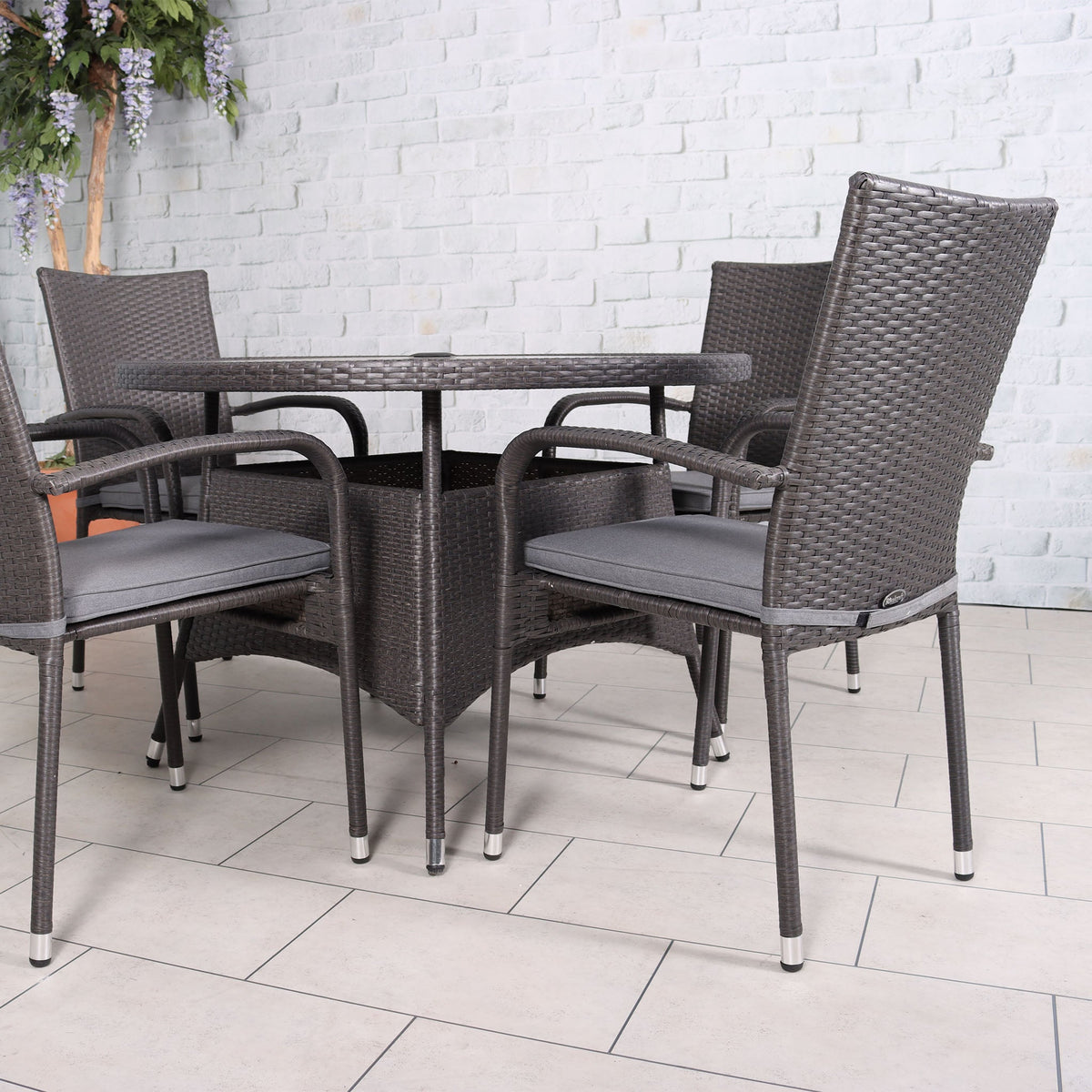 Malaga 4 Seat Stacking Rattan Garden Dining Set