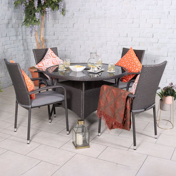 Malaga 4 Seat Stacking 110cm Rattan Dining Set