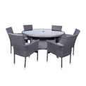 Malaga 6 Seat 140cm Stacking Rattan Garden Dining Set from Roseland Home Furniture