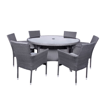 Malaga 6 Seat Deluxe Stacking 140cm Rattan Dining Set