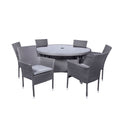 Malaga 6 Seat 140cm Stacking Rattan Outdoor Dining Set