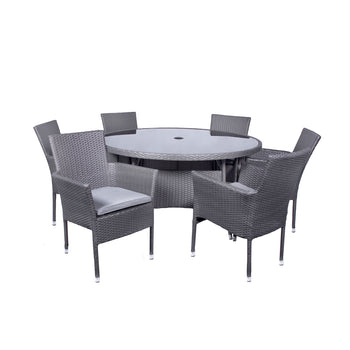Malaga 6 Seat Deluxe Stacking 140cm Rattan Dining Set