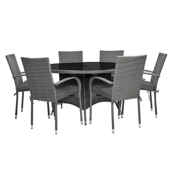 Malaga 6 Seat Stacking 140cm Rattan Dining Set