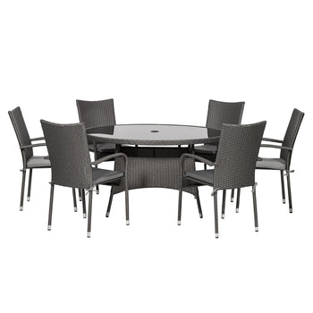 Malaga 6 Seat Stacking 140cm Rattan Dining Set