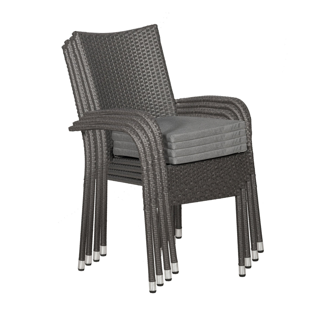 Malaga 6 Seat Stacking Rattan Garden Dining Set Stackable Chair