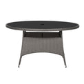 Malaga 6 Seat Stacking Rattan Garden Dining Set Table with glass top
