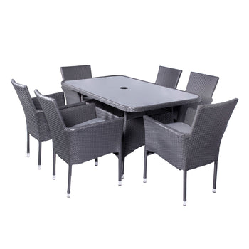 Malaga 6 Seat Deluxe Stacking Rectangular Rattan Dining Set