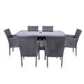 Malaga 6 Seat Deluxe Rectangular Rattan Patio Dining Set
