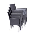 Malaga 6 Seat Deluxe Rectangular Rattan Garden Dining Set Stackable chairs