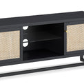 Margot Cane Extra Wide TV Media Unit - Close up of glass shelf and cable access points