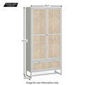 Margot Cane Wardrobe with Drawer - Size Guide