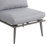 Mayfair 120cm Grey Outdoor Corner Fire Pit Table Lounge Set close up of aluminium legs