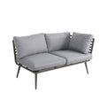 Mayfair 120cm Grey Outdoor Corner Fire Pit Table Lounge Set 2 Seater sofa